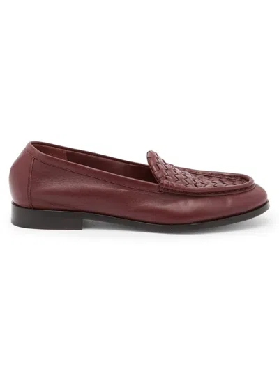 Bottega Veneta Silenzio Nappa Leather Loafers In Burgundy