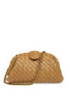 Bottega Veneta Womens Lauren Leather Clutch Bag Dark Praline-m Brass In Beige