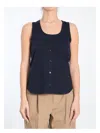 Bottega Veneta Buttoned Scoop Neck Tank Top In Blue