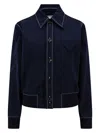 Bottega Veneta Contrast-stitching Bomber Jacket In Blue