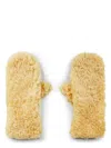 Bottega Veneta Teddy Shearling And Leather Logo Gloves In Beige