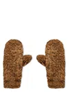 Bottega Veneta Teddy Shearling And Leather Logo Gloves In Brown