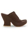 Bottega Veneta Brown Open-toe Wedge Mules In Brown