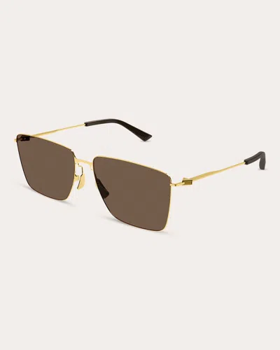 Bottega Veneta Women's Thin Triangle Square Sunglasses In Gold/brown Solid