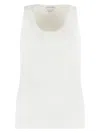 Bottega Veneta Stretch Rib Cotton Tank Top In White