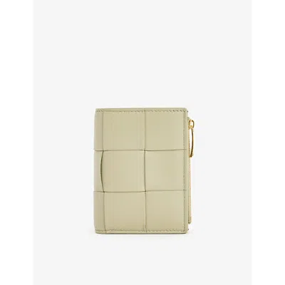 Bottega Veneta Womens Travertine-gold Intrecciato Leather Wallet