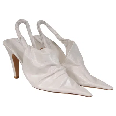 Pre-owned Bottega Veneta Women Twist Crinkle The Point Mules Us 9.5 Eu 39.5 White Leather