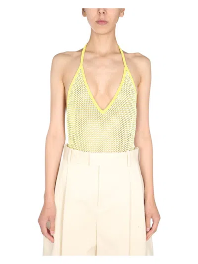 BOTTEGA VENETA WOMEN'S V NECK BODYCON TOP