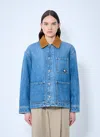 Bottega Veneta Blue Jacket With Suede Collar And Logo Patch In Denim Woman In Blue
