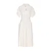 Bottega Veneta Shoulder Detail Belted Waist Embroidered V-neck Dress