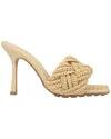 Bottega Veneta Lido 90 Raffia Intrecciato Mule In Neutral