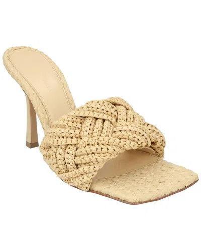 Bottega Veneta Lido 90 Raffia Intrecciato Mule In Beige O Tan
