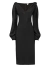 Bottega Veneta Viscose Midi Dress Knotted Shoulders In Black
