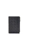 Bottega Veneta Textured Black Wallet With Signature Woven Pattern In Black