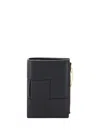 Bottega Veneta Cassette Small Bi-fold Intreccio Leather Wallet In Black