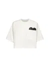 Bottega Veneta Women White Cotton Jersey Crop T-shirt In Neutral