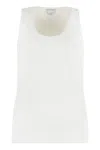 Bottega Veneta Stretch Rib Cotton Tank Top In Chalk