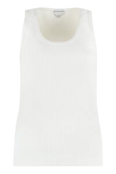 Bottega Veneta Stretch Rib Cotton Tank Top In Chalk