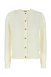 Bottega Veneta Wool Cardigan With Long Sleeves And Crew Neck In Neutral