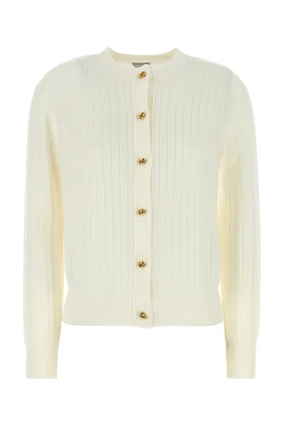 Bottega Veneta Women White Wool Cardigan In Neutral