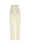 Bottega Veneta Wide-leg Wool Trousers With Pockets And Stitching In White
