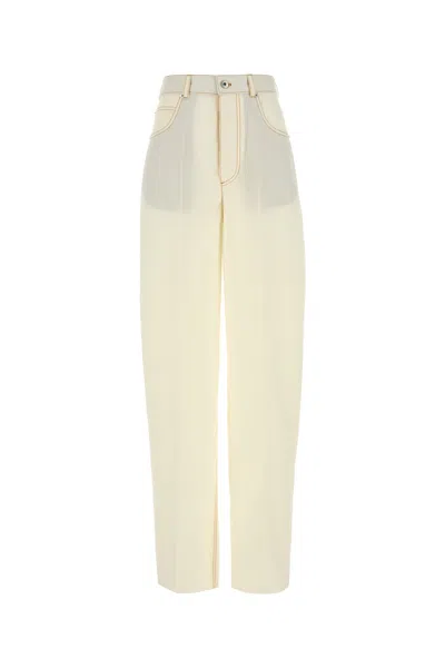 Bottega Veneta Women White Wool Pant In Neutral