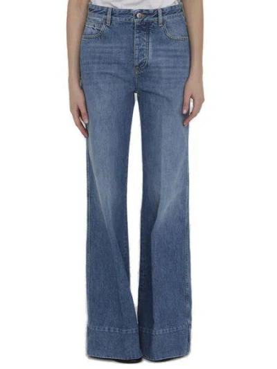 Bottega Veneta Women's Wide Leg Denim Jeans In Blue