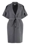Bottega Veneta Belted Wool And Cashmere Coat In Grey