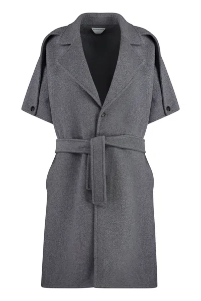 Bottega Veneta Women's Wool And Cashmere Jacket With Lapel Collar And Coordinated Waist Belt For Fw23 In Gray