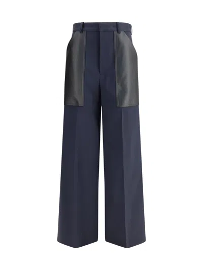 Bottega Veneta Women Wool And Cotton Pants In Blue