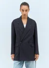 Bottega Veneta Subtle Stripe Double-breasted Wool Jacket In Black