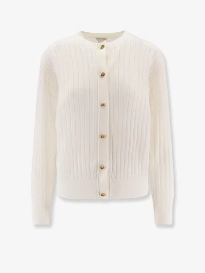 Bottega Veneta Women Wool Cardigan With Knot Buttons In White
