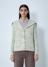 Bottega Veneta Ribbed Knit Sweater With Oversized Collar And Gold-tone Buttons In Green