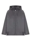 Bottega Veneta Women Double Face Wool Hooded Blouson With Leather Piping