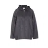 Bottega Veneta Women Double Face Wool Hooded Blouson With Leather Piping In Gray