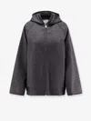 Bottega Veneta Relaxed-fit Hooded Coat With Textured Fabric In Gray