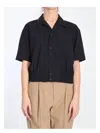 Bottega Veneta Fine Wool Crop Shirt In Blue