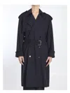 Bottega Veneta Women Belted Blue Trench Coat In Blue