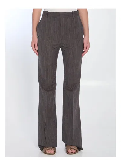 BOTTEGA VENETA WOMEN'S WOOL TROUSERS WITH THIN STRIPES