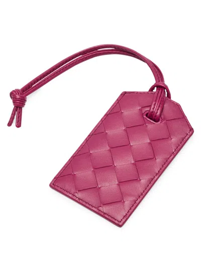 Bottega Veneta Leather Tag Holder In Pink