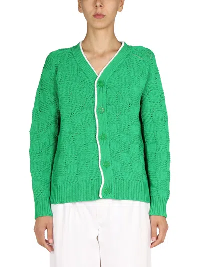 Bottega Veneta Women's Woven Pattern Cardigan In Green