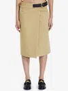 Bottega Veneta Wrap Midi Skirt With Leather Belt In Beige