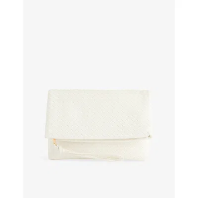 Bottega Veneta Womens Alabaster-brass V Fold Zip Leather Clutch Bag