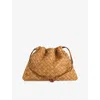 Bottega Veneta Womens Amber-gold Intrecciato-weave Suede Pouch