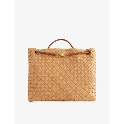 Bottega Veneta Womens Amber-mb-amber Andiamo Large Intrecciato Leather-suede Shoulder Bag