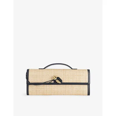 Bottega Veneta Womens Natural Andiamo Flap Raffia Clutch Bag In White