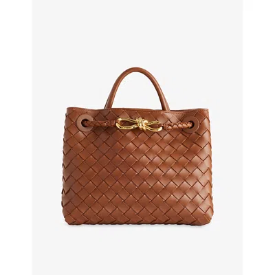 Bottega Veneta Womens Andiamo Small Leather Tote Bag Tannin