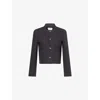 Bottega Veneta Womens Anthracite Knot-buttons Cotton-blend Cropped Jacket In Gray