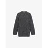 Bottega Veneta Womens Anthracite Round-neck Cable-knit Wool Jumper In Gray