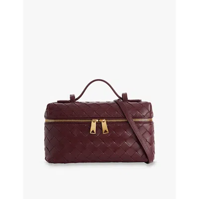 BOTTEGA VENETA WOMENS BAROLO-GOLD BANG BANG INTRECCIATO-WEAVE LEATHER VANITY CROSS-BODY BAG